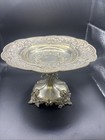 Pair Of Vintage German Silver Pedestal Compote Dish Etch Center Rim Floral 5 5 