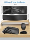 Ergonomic Wireless Keyboard And Mouse Combo  Split Design With Detachable Wri   