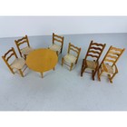 Vintage Miniature Wood Dollhouse Furniture Set Table Chairs Rockers Handmade Bt