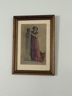 Antique Watercolor Classical Woman Art Nouveau Style Figure Signed Framed