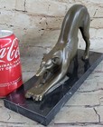 Greyhound Or Saluki Racing Dog Bronze Statue Sculpture Figure On Marble Base 6 