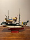 Vintage Handmade Wooden Fishing Boat  barco  Model Nautical Folk Art Decor 15 5   