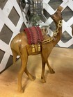 2 Vintage Hand Carved Olive Wood Camel Figurines