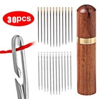 30pcs Stainless Steel Self-threading Needles Opening Sewing Darning Needles 
