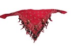 1990s Americana Western Wear Red Black   Gold Cotton Beaded Fringe Bandana Htf