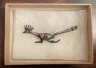 Vintage Navajo Sterling Silver Roadrunner Pin - Lapis  Turquoise   Oyster - New