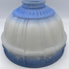 Vintage Blue Art Deco Frosted Glass Floral Ceiling Light Shade 1920 Era
