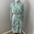 Lady Carol Vintage 70s New York Size S  Floral Secretary Blue Watercolor