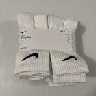 Nike Everyday Cushioned Crew Socks Size 8-12 Socks Large 6 Pairs White