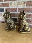 Vintage Brass Cat Kitten Bookends Decor Mid Century Modern Art Deco Animals