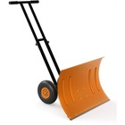 Wheeled Snow Shovel Pusher Plow With Wheels 5-position Angle   Height Handle