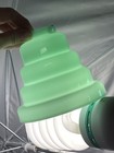 1 Vtg Art Deco Mcm Glass Lamp Shade Seafoam Green Tiered Step 2 1 4  Fit  Vianne