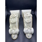 Corbels Wall Shelf Pair Curtain Rod Holder Plaster Stone-look Birds Roses 10 5 