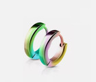2pcs Women Men Stainless Steel Round Hinged Huggie Hoop Earrings