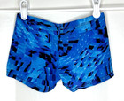 Motionwear Child Girls Large Cl 10-12 Blue Black Print Gymnastics Dance Shorts