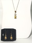 Women   s 22    Amber Pendant Necklace W  Earrings-large Acrylic Stones  Jewelry Set