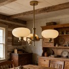 Mid Century 3 Light Gold Globe Flush Mount Chandelier Vintage Brass For Dining R