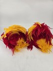 2 Hawaiian Large Uli Uli Rhythm Polynesian Instruments Red Yellow Feathers