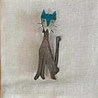 Stamped Vintage Cat Brooch By Nestor Metales Made In Mexico