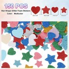 150 Pcs 3 Size Colorful Glitter Foam Stickers Self-adhesive Star   Heart Shapes
