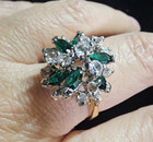 Vintage 14k Gold Filled Green Emerald Rhinestone Ring Size 8 Gold Filled Jewelry