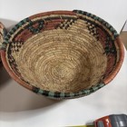 Pair Of Vintage Hand-woven Coiled Grass  Tribal Bowl Nesting Baskets