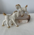 Vtg Porcelain Horses Gold Trim Lot Of 2