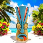 Chef Tiki Beige blue Tiki Mug Cup W  All 4 Don Beach Swizzle Sticks Bar Decor