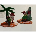 Vintage Hand Painted Wood Christmas Figurines Santa Gnome Skating Palm Tree Set