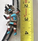 2-3 8  Rainbowman Zuni  Turquoise Sterling Bolo Tie Signed Julalita Lamy  344