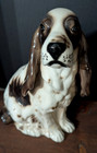 Vintage Large Ronzan Ceramic Porcelainspotted Brown   White Spaniel Dog Figurine