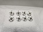 Vintage Buttons White Plastic With Silver Accent Design Lot Of 8