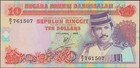          Brunei 10 Ringgit 1989   p 15    b 4    Prefix   crisp Gem Unc  