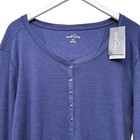 Eddie Bauer Waffle Knit Henley Top Womens Xxl Blue Long Sleeve Thermal Tee Nwt