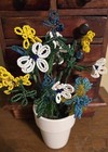 Vintage Handmade French Everlasting Beaded Flowers 11 Stems