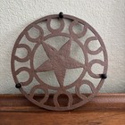 Cast Iron Round Trivet 9 5    Western Lone Star Horseshoe Farmhouse Ranch Black