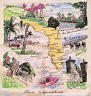 Vintage Florida Souvenir Silk Scarf 50s 60s    playground Of The World    Beaches