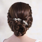 Gold Wedding Pearl Hair Comb Bride Crystal Hairpiece Bridal Rhinestone Hair Clip
