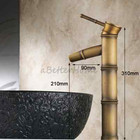 Antique Brass Bathroom Bamboo Vessel Sink Faucet Waterfall Single Hole Mixer Tap