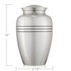 Adult Cremation Memorial Urn For Human Ashes  Pewter Black Stripe And Velvet Bag