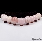 9 Psc Natural Pink Rose Quartz Crystal Gem Sphere Healing Reiki Ball  stand Gift