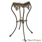 Antique Victorian Bronze Ornate Marble Top Plant Fern Stand Pedestal 1890