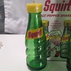 Squirt Soda Salt   Pepper Shakers W  Original Box 1974 Green Glass  Vintage 