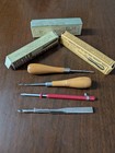Vtg Lot Primitive Rug Hook Tools  Needle Bucilla Boye Etc Orig Box Instructions 