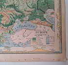 Antique 1887 Map  Physical Map Of Europe  Rare Chromolithograph