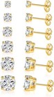 14k Gold 4-prong Basket Round Setting Cubic Zirconia Stud Earrings 2mm-8mm