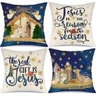 Christmas O Holy Night Jesus Throw Pillow Covers 18  X 18   pack Of 4 