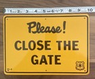 Vtg Please Close The Gate 2-sided Metal Sign Us Forest Service Agriculture 22-9