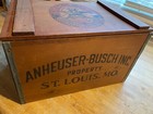 Vintage Budweiser- Anheuser- Busch Wooden Beer Crate With Hinged Lid