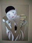 Vintage Dufex Pierrot Clown Print Foil  Reflective  8 25x6 25 Numbered Print 